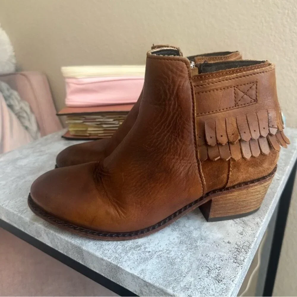 Hudson H by Core Booties Brown Western Fringes Women’s Size 8